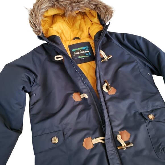 NEW Westbound Winter Parka Jacket Fur Hood Navy Blue Toggle Buttons - Picture 4 of 7